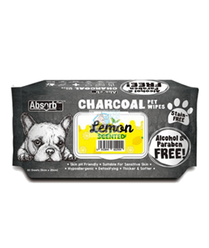 Absorb Plus Charcoal Lemon Scented Pet Wipes (3 Pack Promo)
