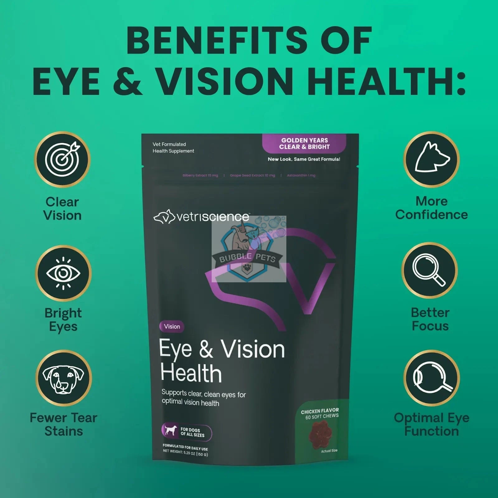 VetriScience® - Golden Years Clear & Bright Eye Supplement for Senior Dogs (60 chews)