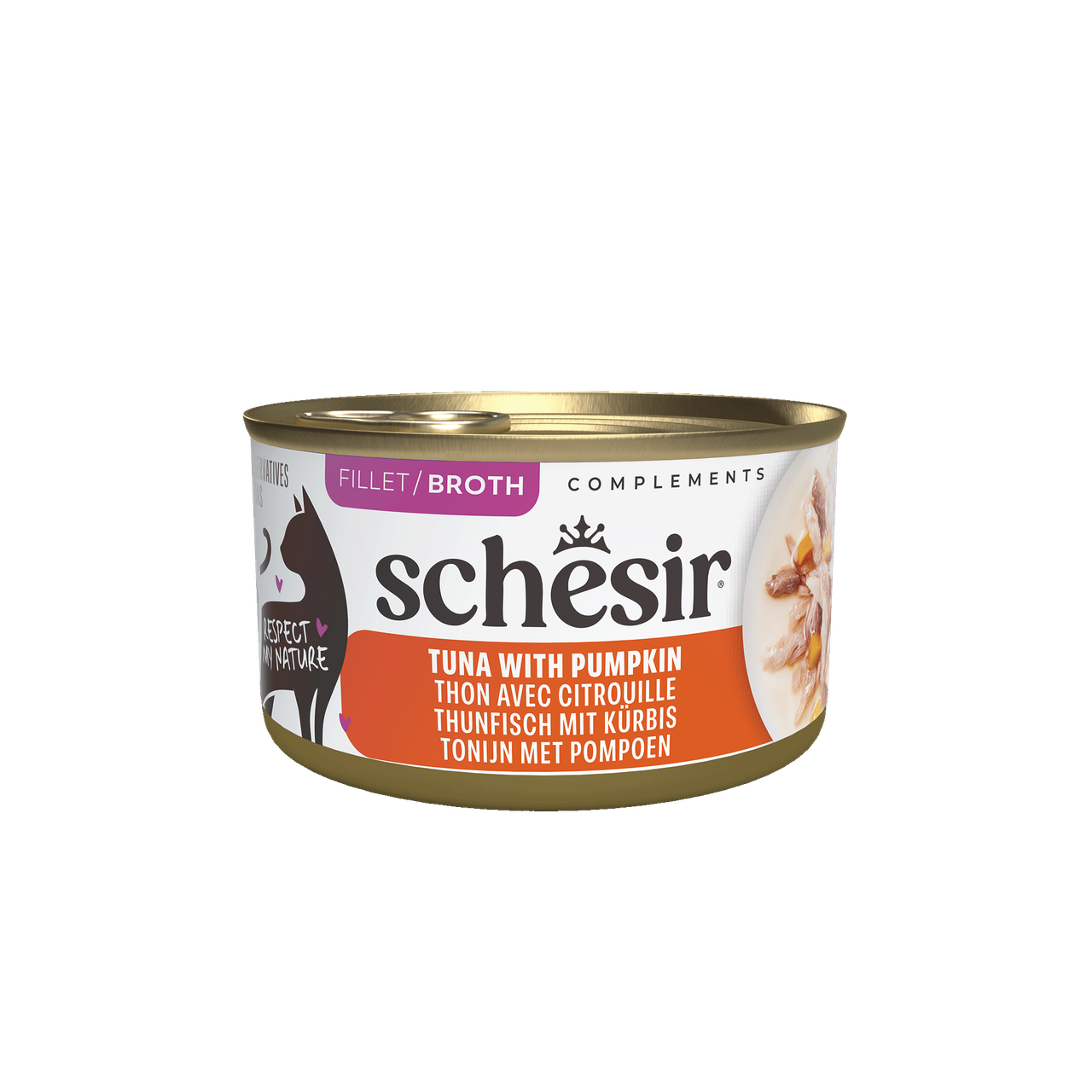 Schesir Complements Tuna with Pumpkin in Broth Canned Wet Cat Food