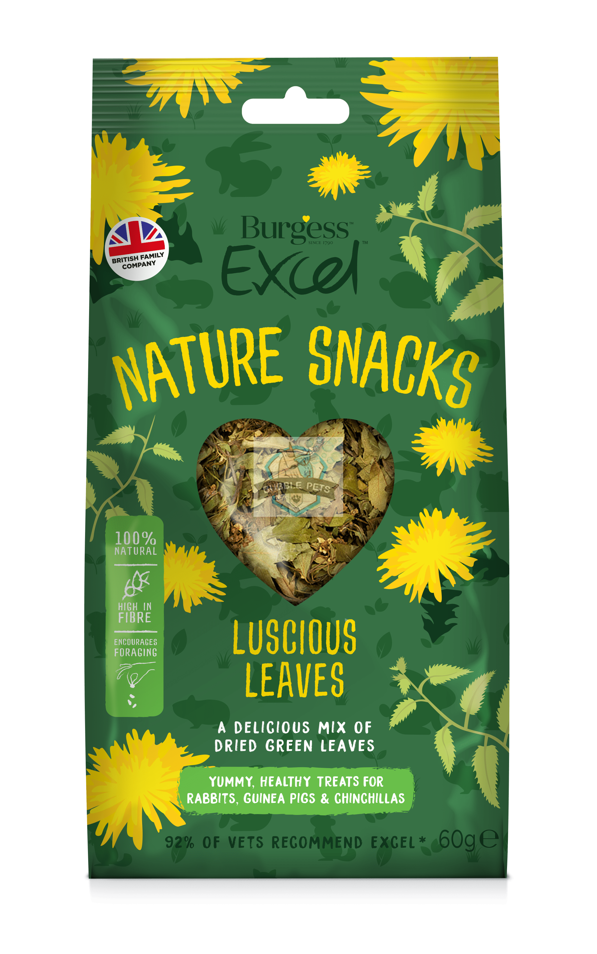 Burgess Excel Nature Snacks for Small Animal (Luscious Leaves 60g)