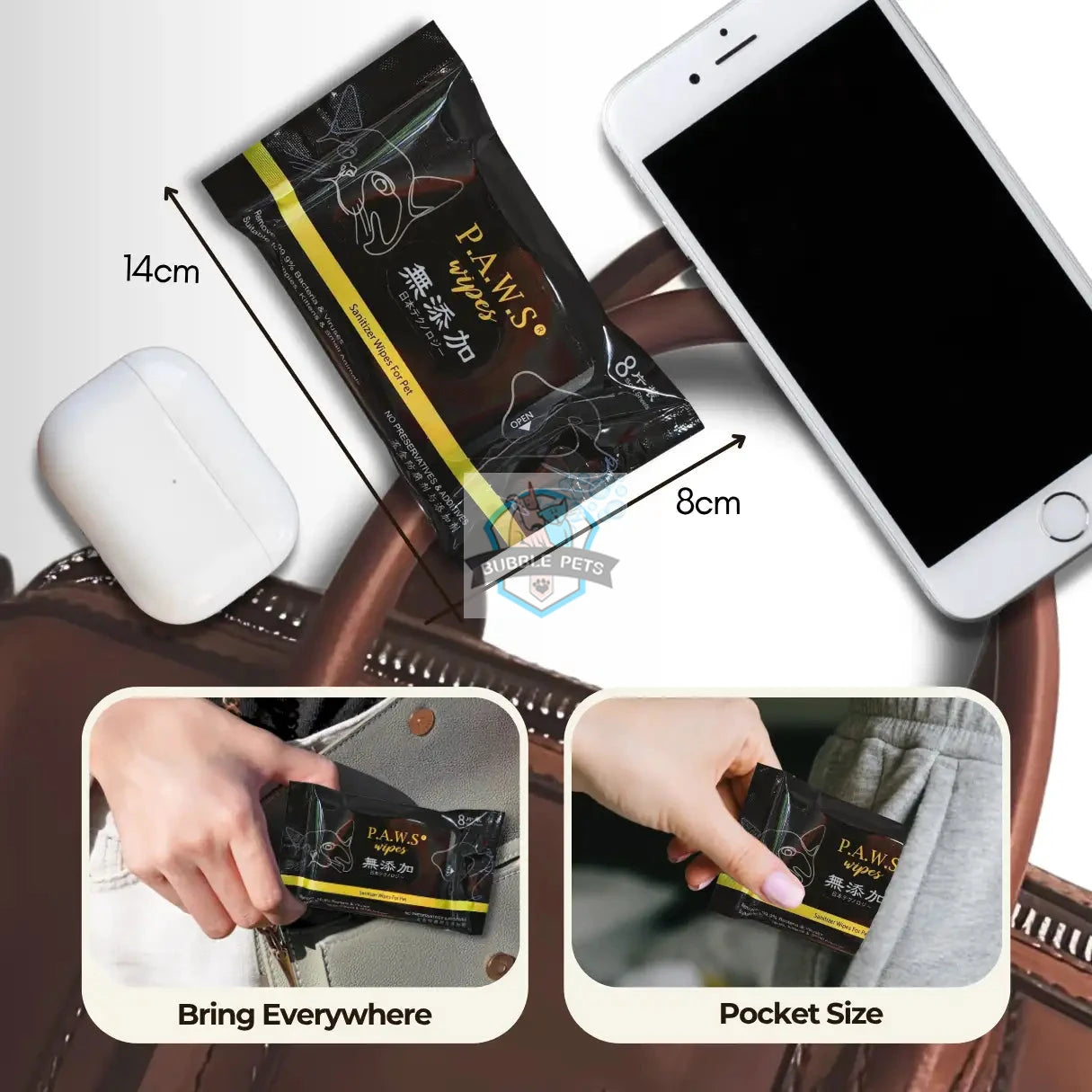 For Furry Friends P.A.W.S Travel Wet Wipes (8 sheets)