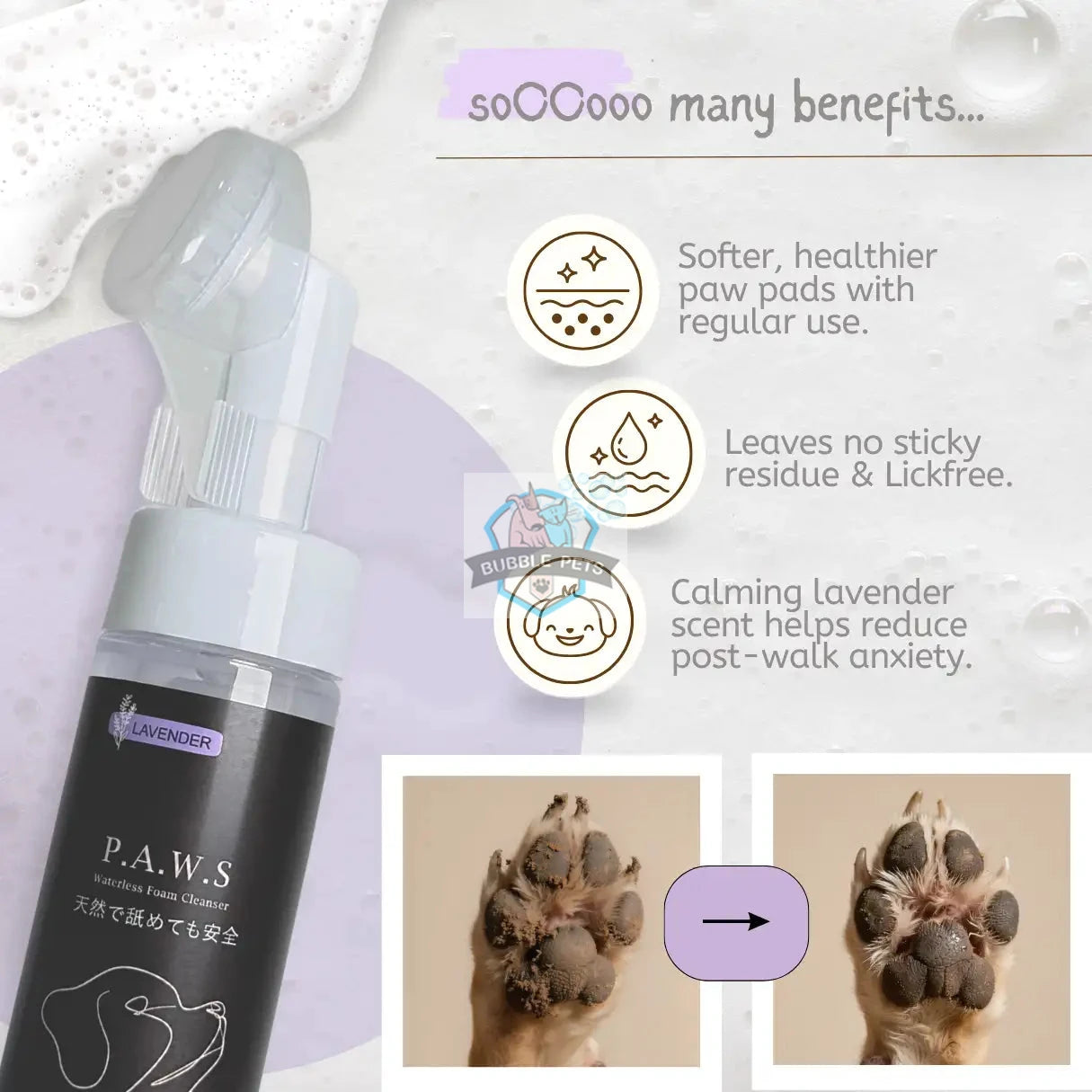 For Furry Friends P.A.W.S Waterless Foam Cleanser for Dogs - Lavender