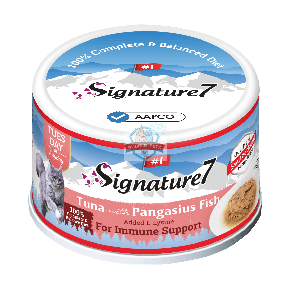 Signature7 Swiss Gravy Cat Wet Can - Tuna with Pangasius fish added L-Lysine in Gravy