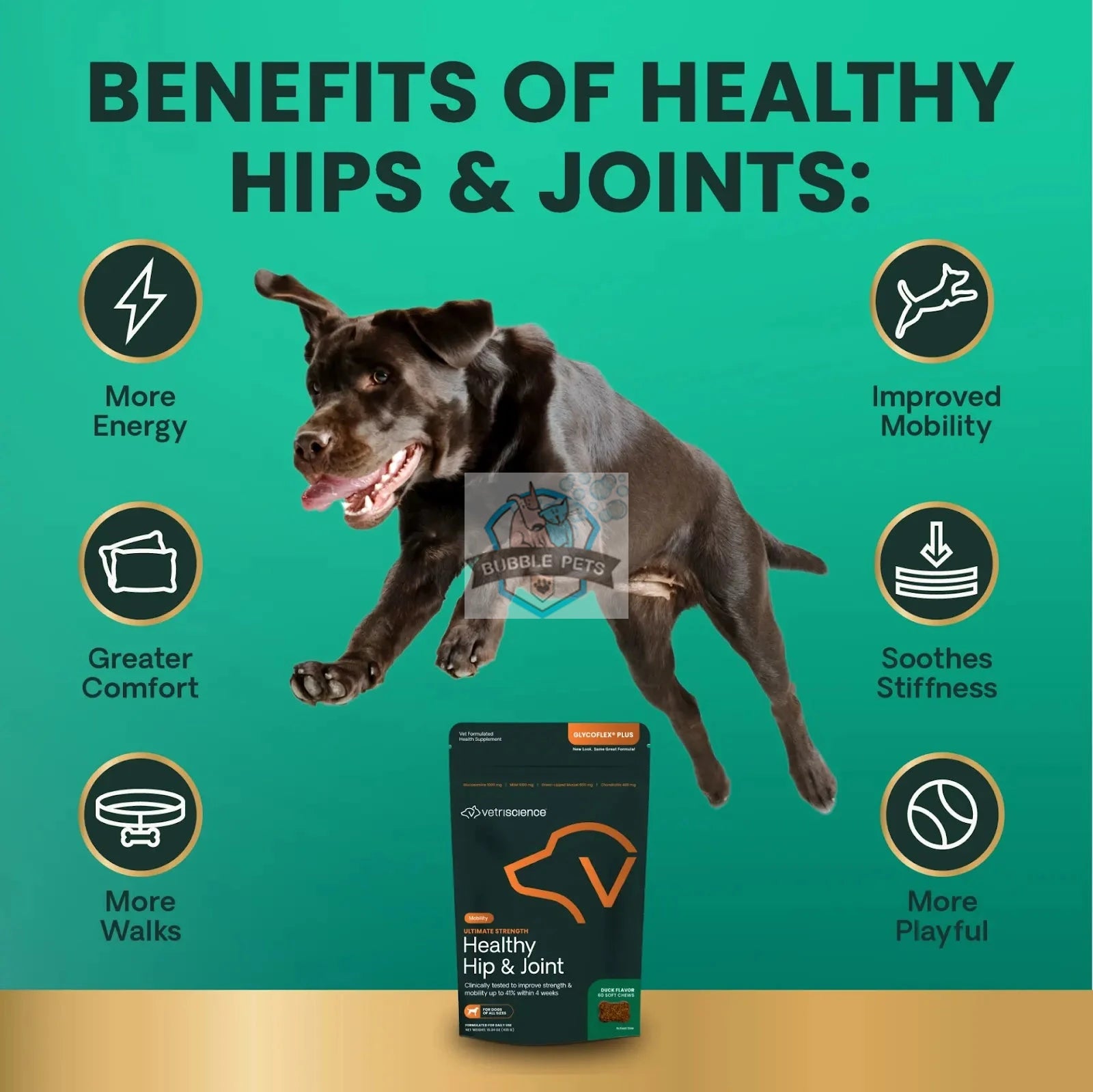 VetriScience® - Ultimate Strength Healthy Hip & Joint Supplement for Large Dogs (60 chews)