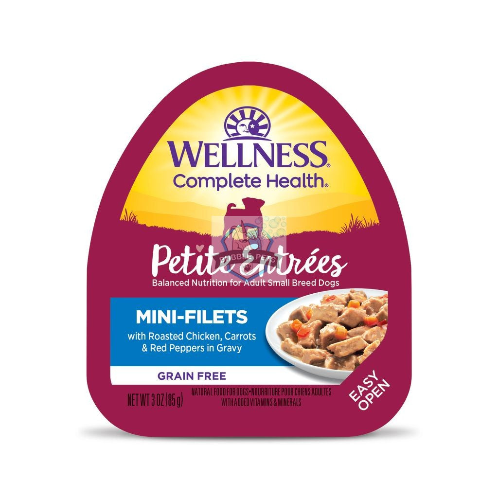 Wellness Petite Entrees Mini-Filets Roasted Chicken, Carrots & Red Peppers in Gravy Cup Tray Dog Food