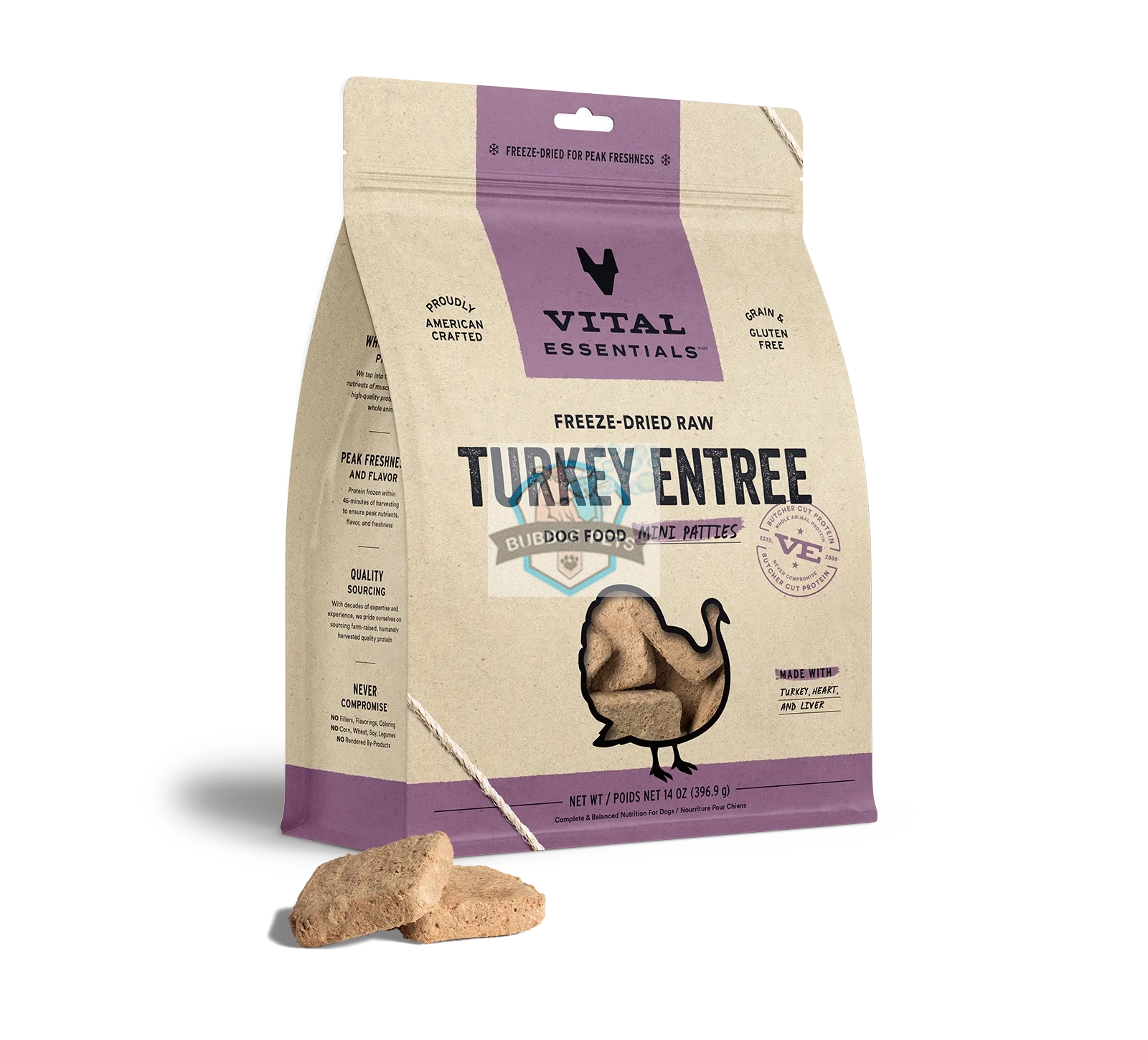 (3 PKTS BUNDLE) Vital Essentials Freeze Dried Mini-Patties for Dogs [14oz]
