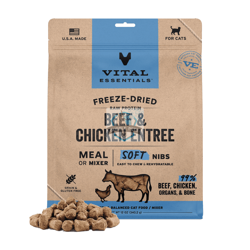 Vital Essentials Freeze Dried Soft Nibs Cat Food 12oz
