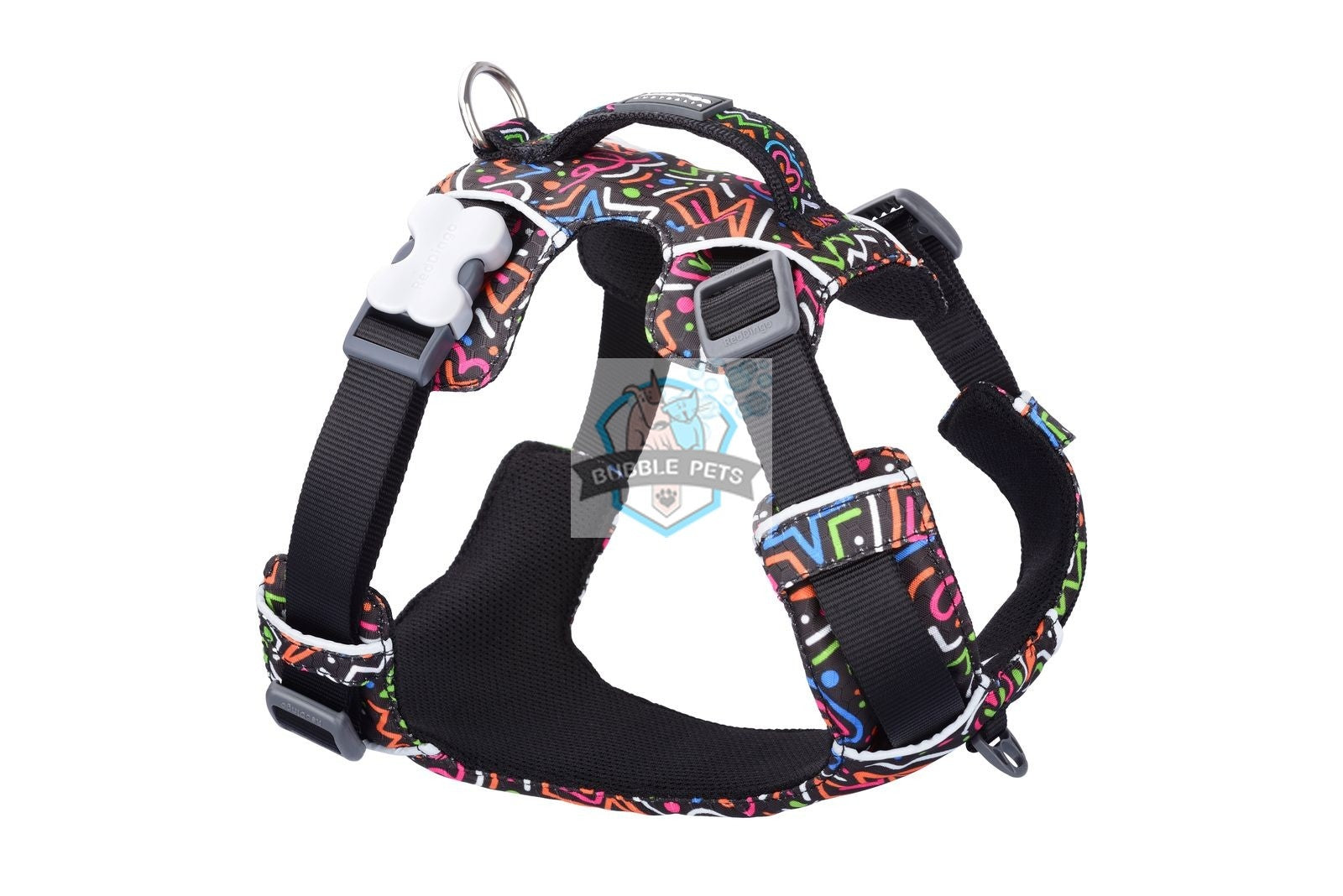 Red Dingo Short Harness - Squiggles Black