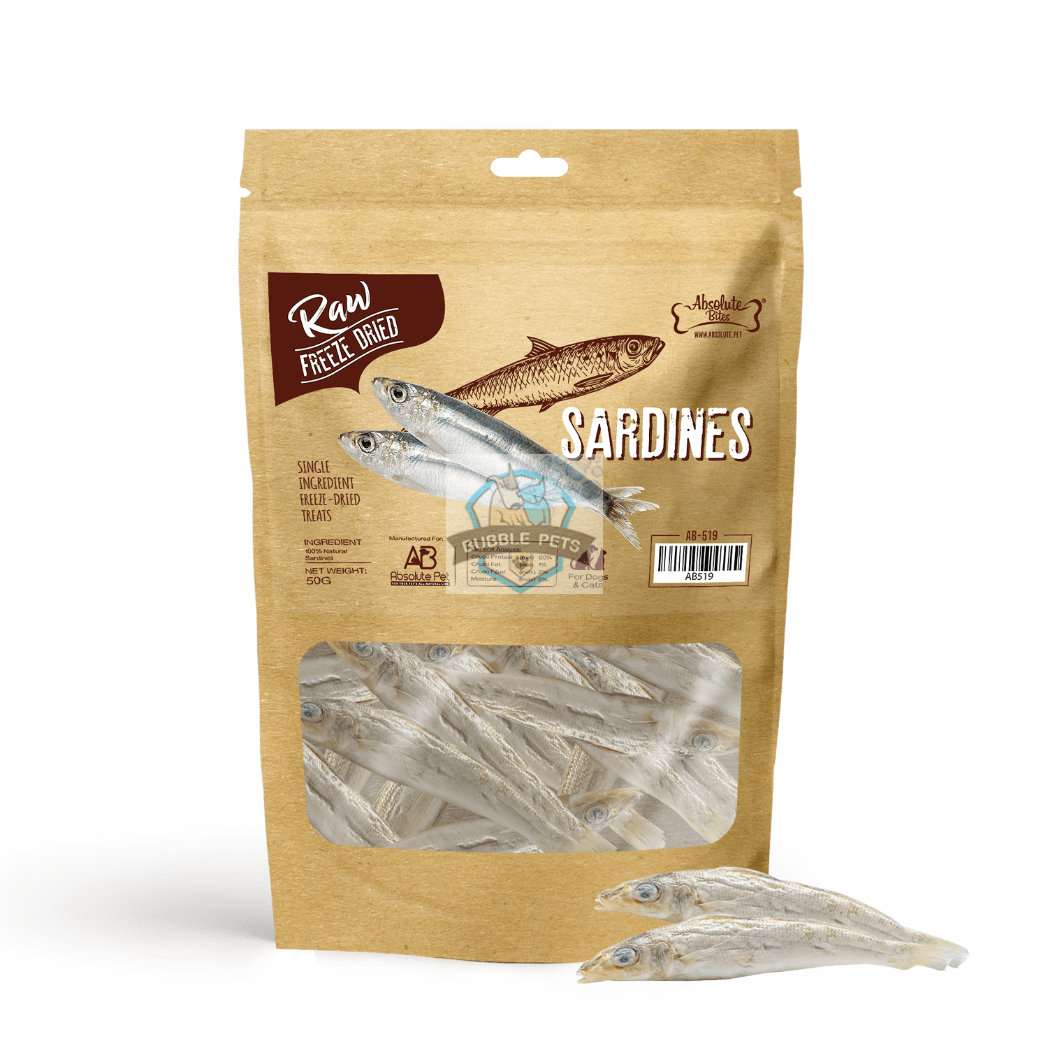 Absolute Bites Raw Freeze Dried Raw Sardine 50g
