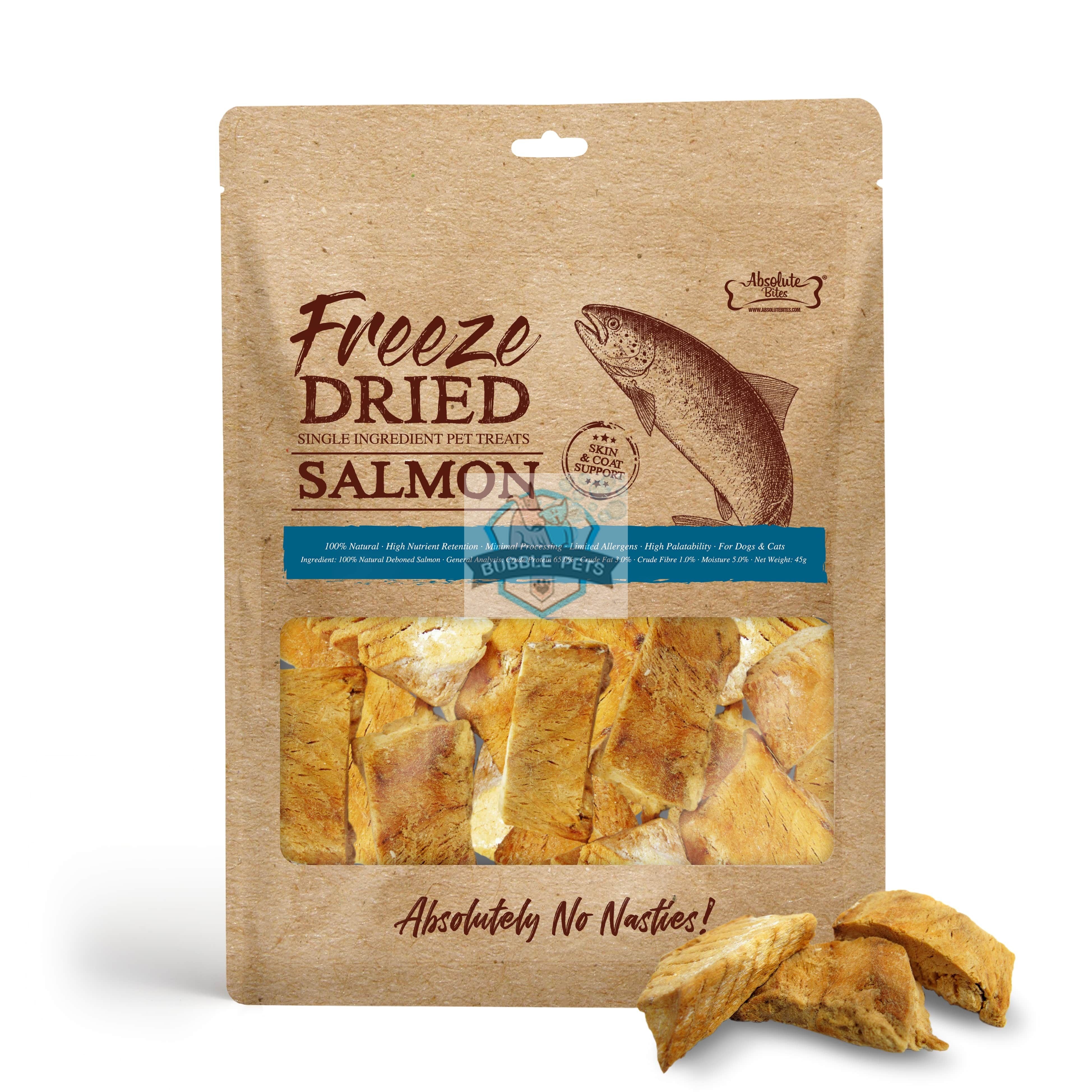 Absolute Bites Freeze Dried Salmon Treats for Dogs and Cats