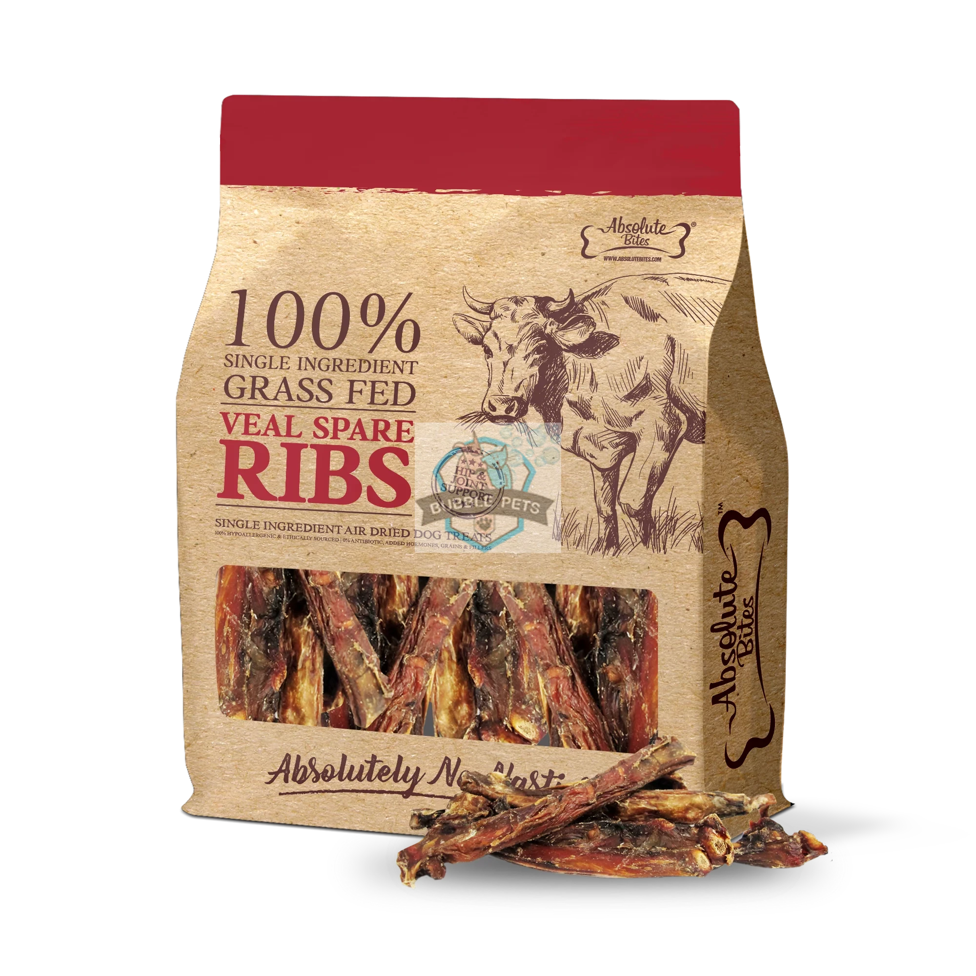 Absolute Bites Air Dried 100% Real Veal Spare Ribs 250g