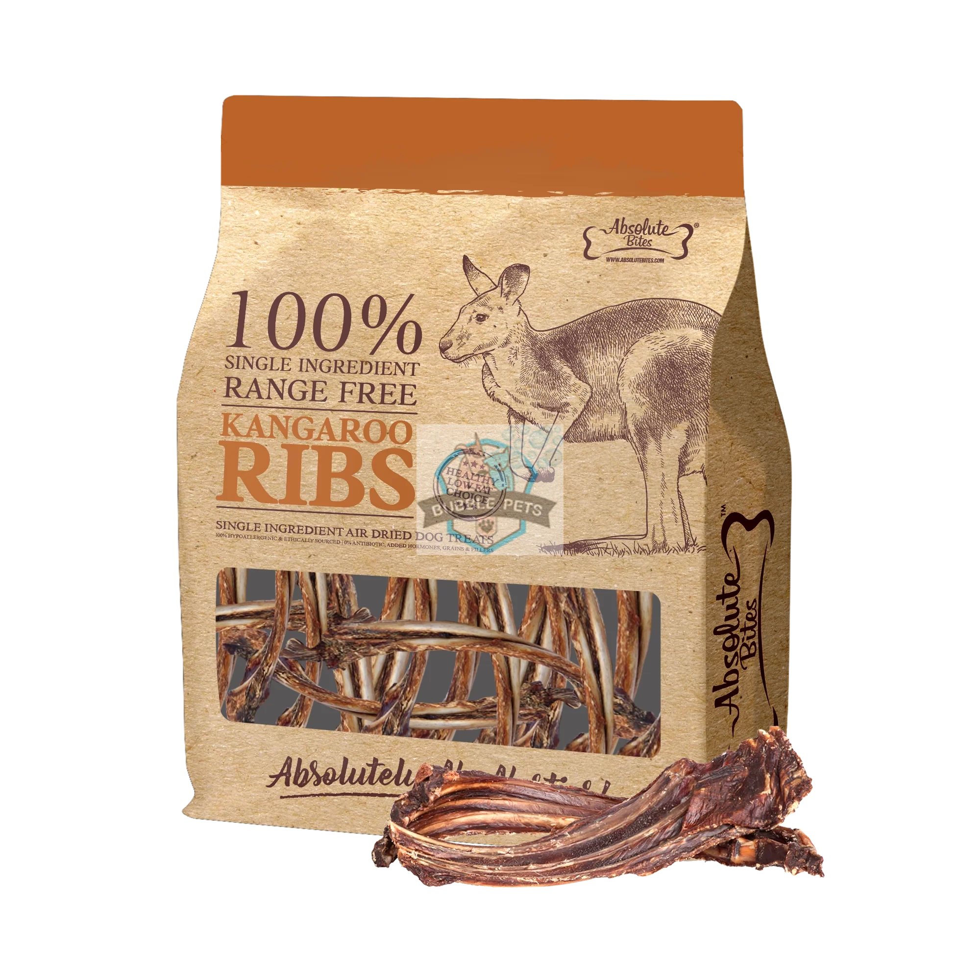 Absolute Bites Air Dried Kangaroo Ribs Treat