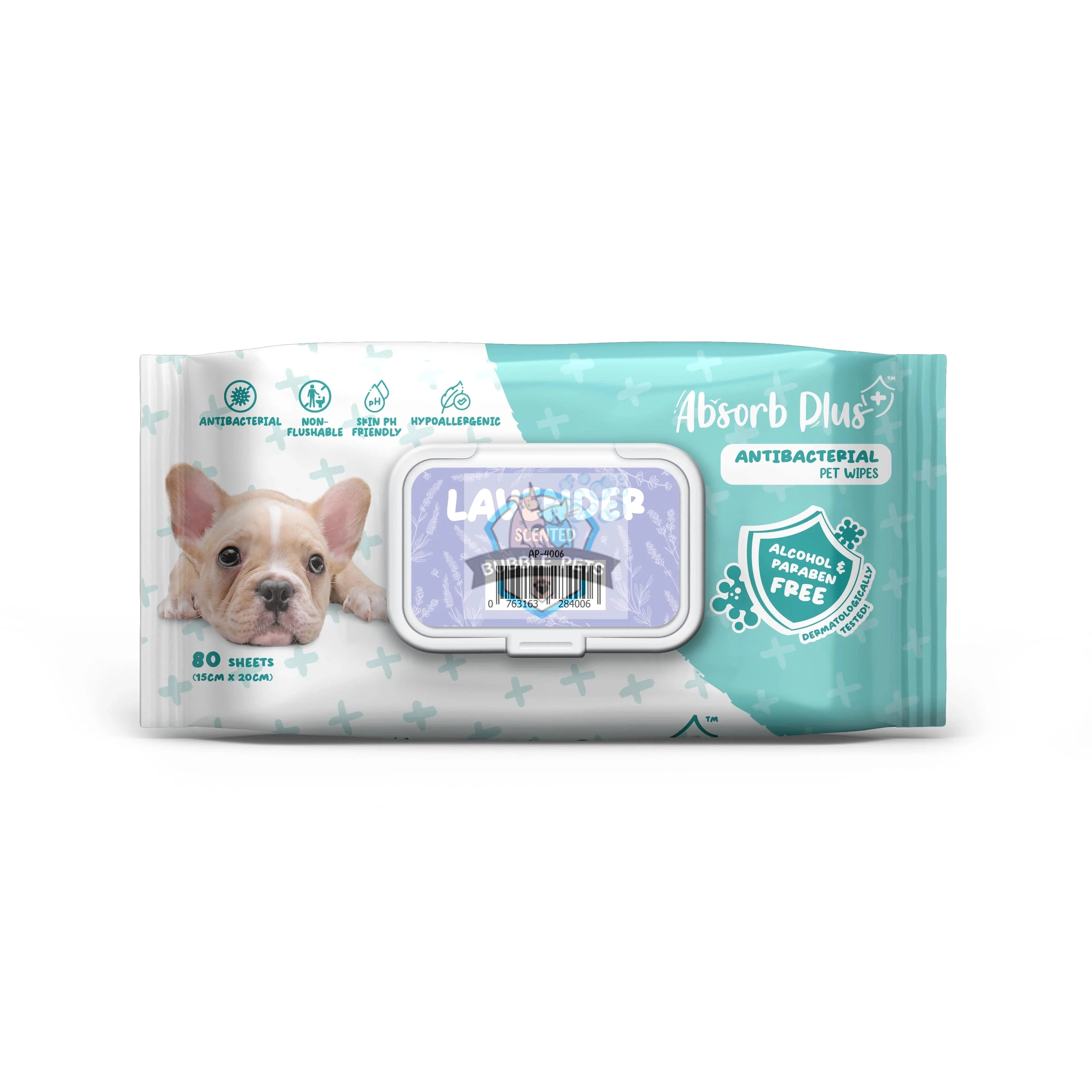 NEW LOOK: Absorb Plus Antibacterial Lavender Scented Pet Wipes (3 Packs Promo)