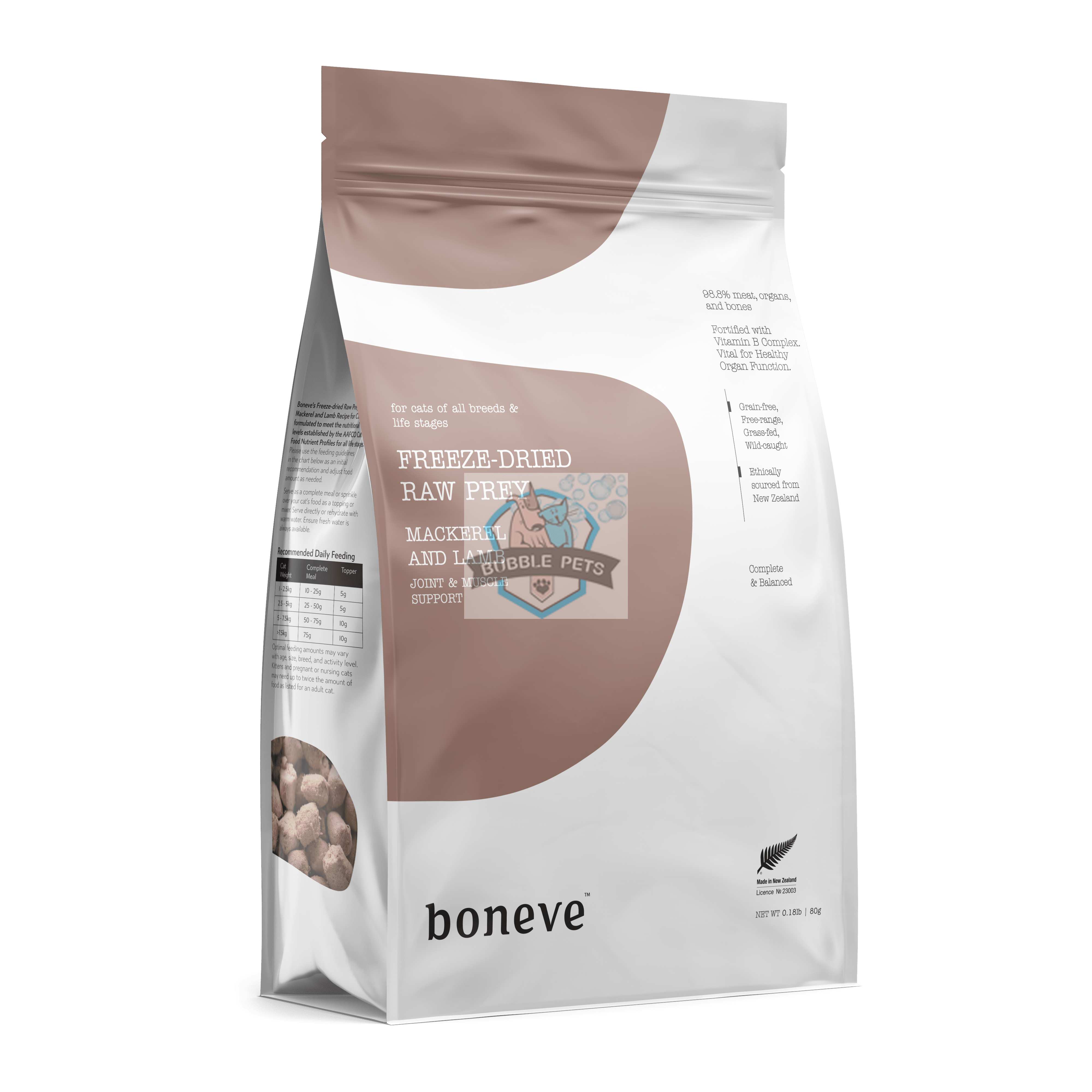 Boneve Freeze-dried Raw Prey Mackeral & Lamb Cat Food