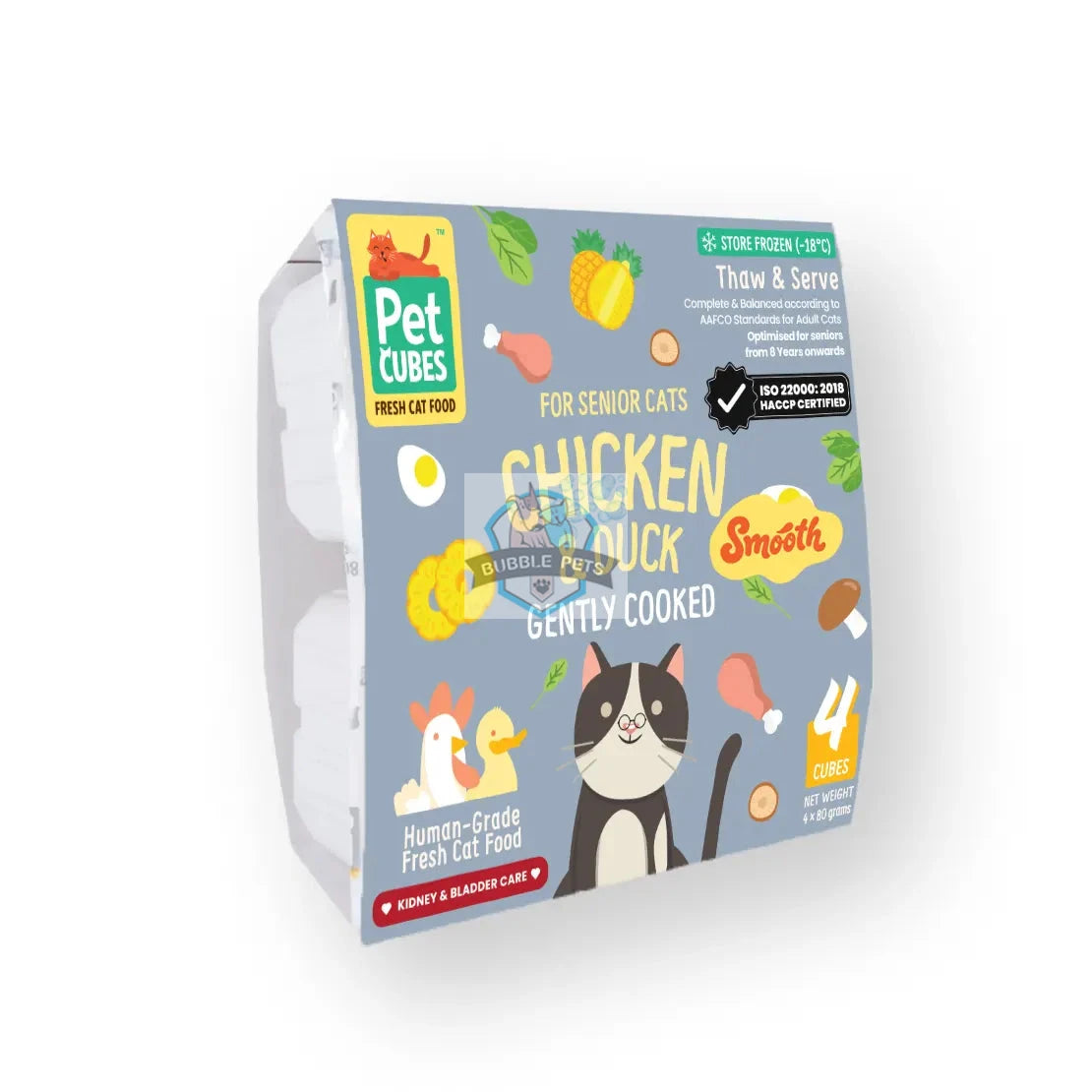 PetCubes Senior Cat Gently Cooked - Chicken & Duck (Smooth Pate)