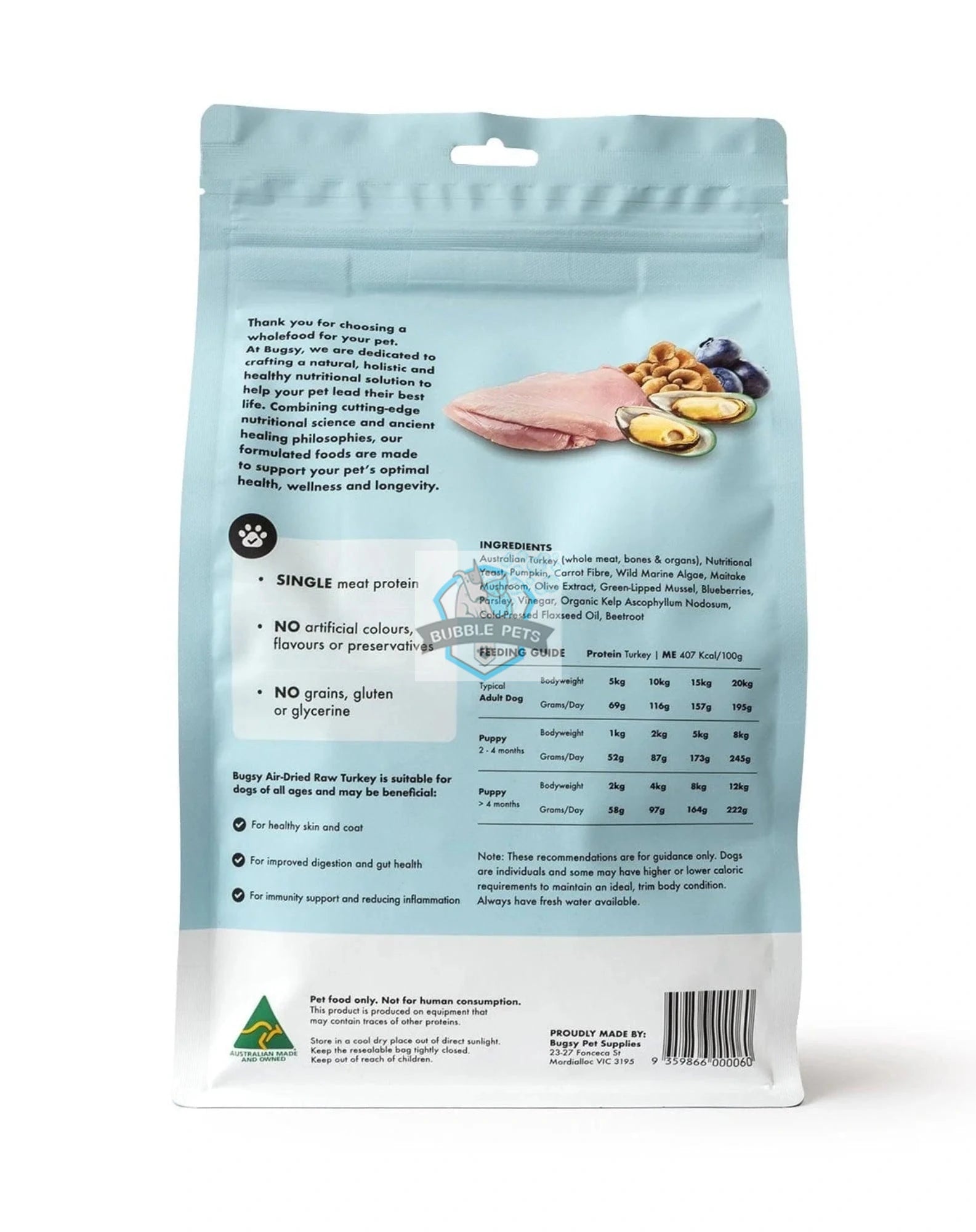 Bugsy Air Dried Turkey Dog Food