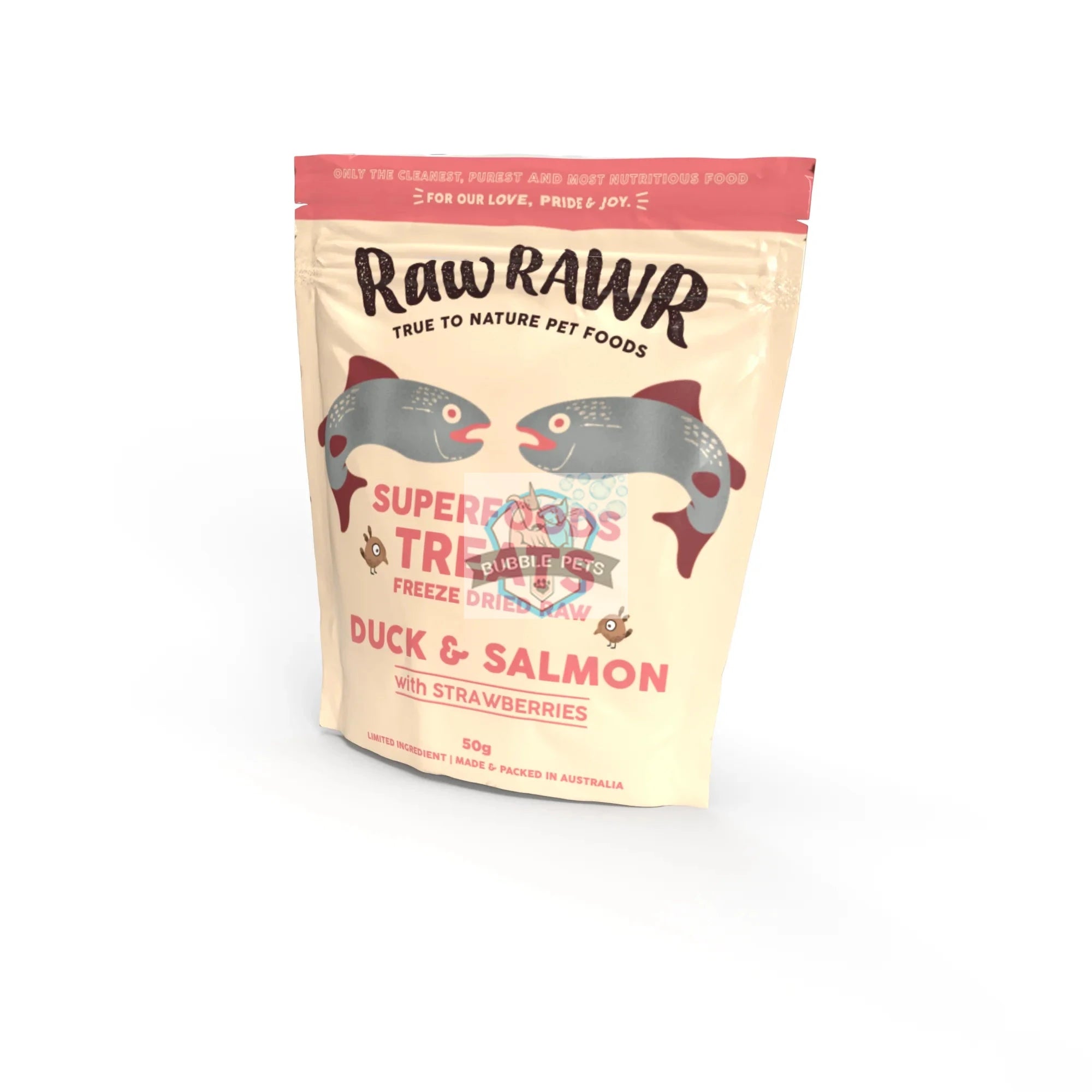 Raw Rawr Freeze Dried Duck & Salmon with Strawberries Dog Treats