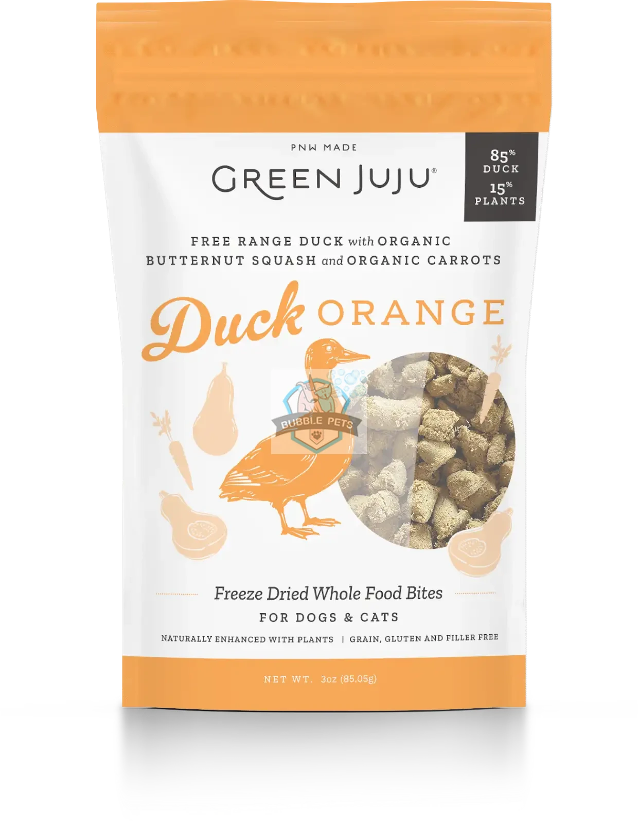 Green Juju Freeze Dried Duck Orange Whole Food Bites for Pets