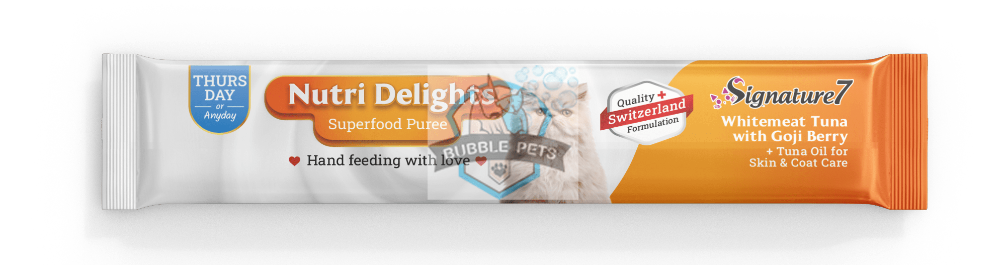 Signature7 Cat Nutri Delights Superfood Puree - Whitemeat Tuna with Goji Berry for Skin and Coat