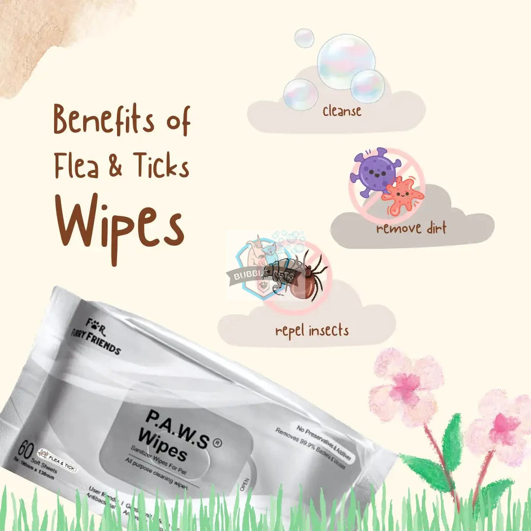 For Furry Friends P.A.W.S Flea & Tick Repellent Wipes