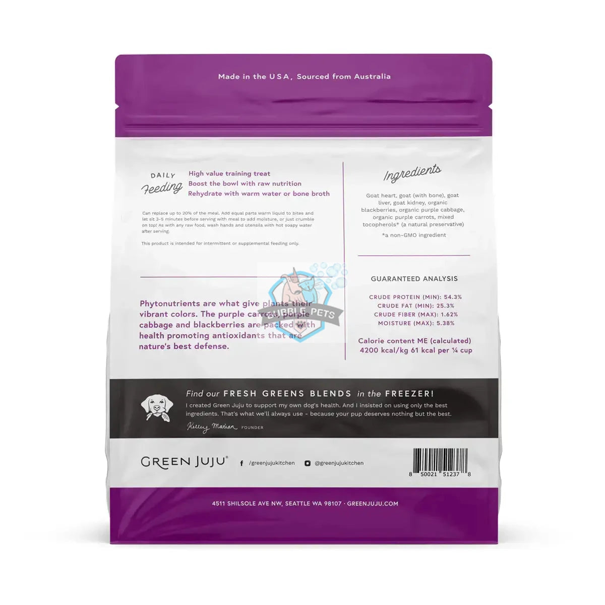 Green Juju Freeze Dried Goat Purple Whole Food Bites for Pets