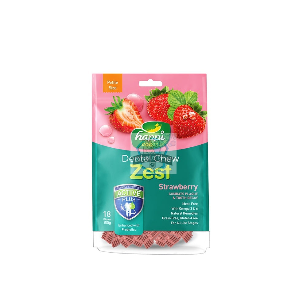 Happi Doggy Strawberry Zest Dental Chew 2.5in 150g