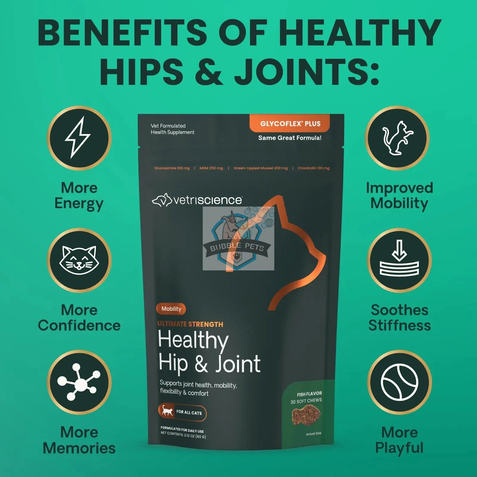 VetriScience® - Ultimate Strength Healthy Hip & Joint Supplement for Cats (30 chews)