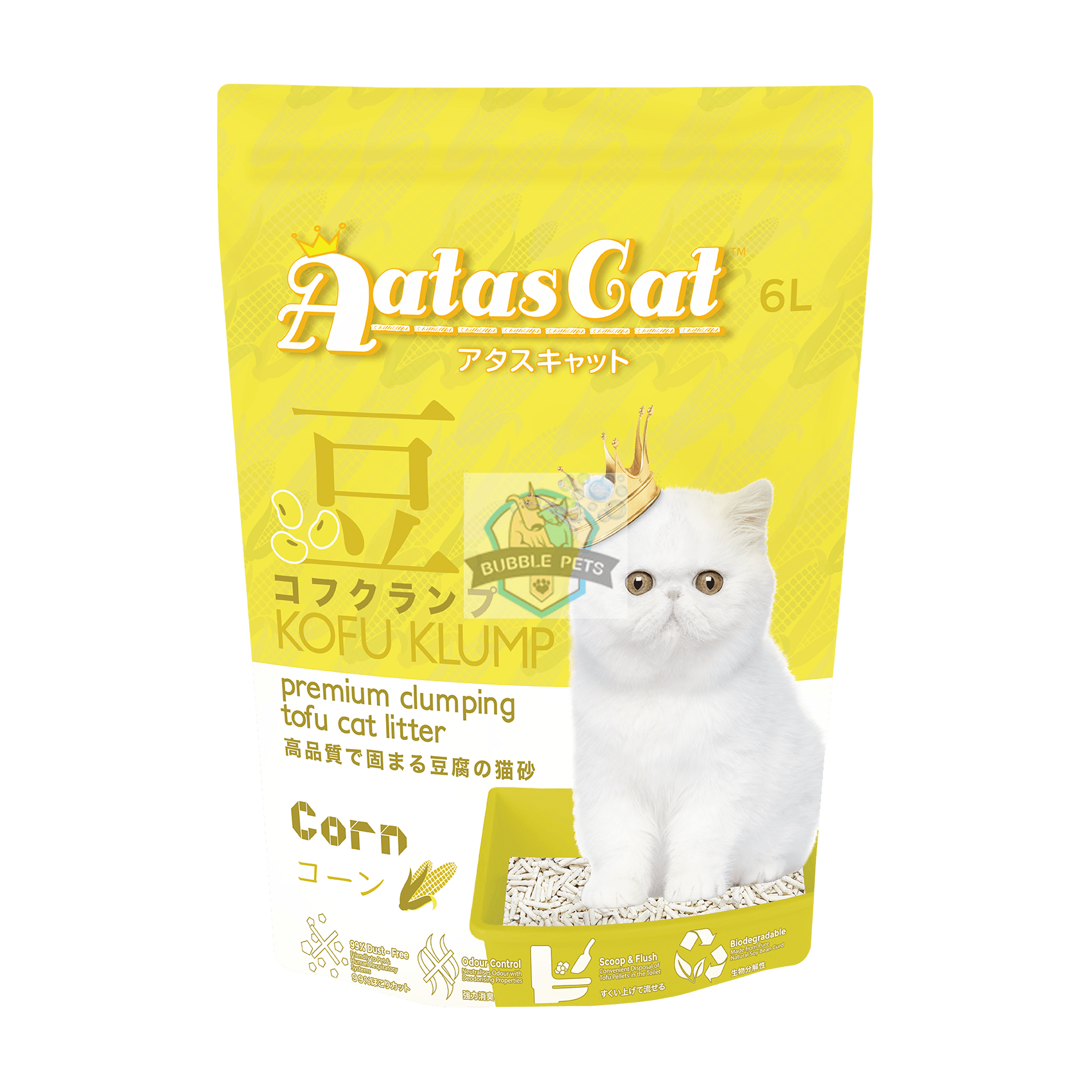 Aatas Cat Kofu Klump Tofu Cat Litter Corn 6L
