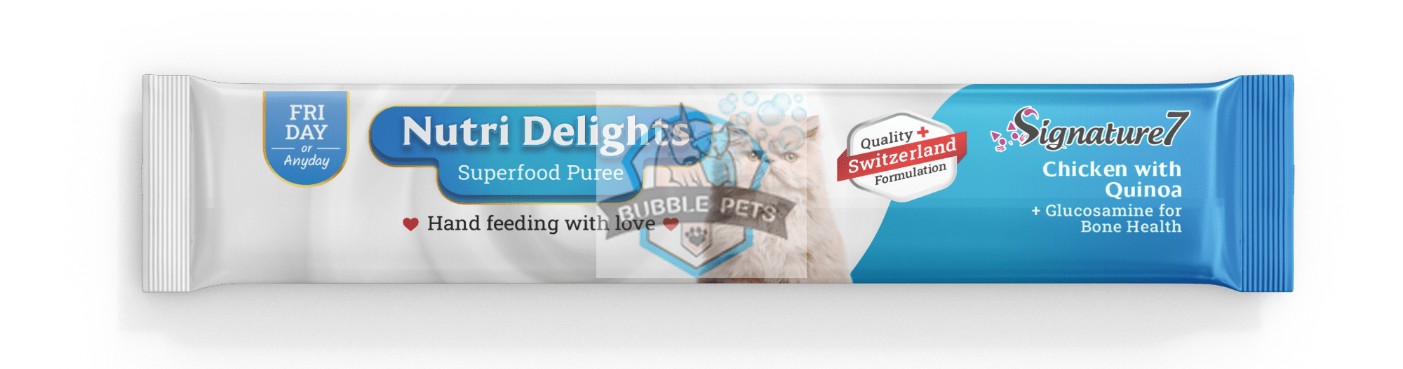 Signature7 Cat Nutri Delights Superfood Puree - Chicken with Quinoa for Bone Health