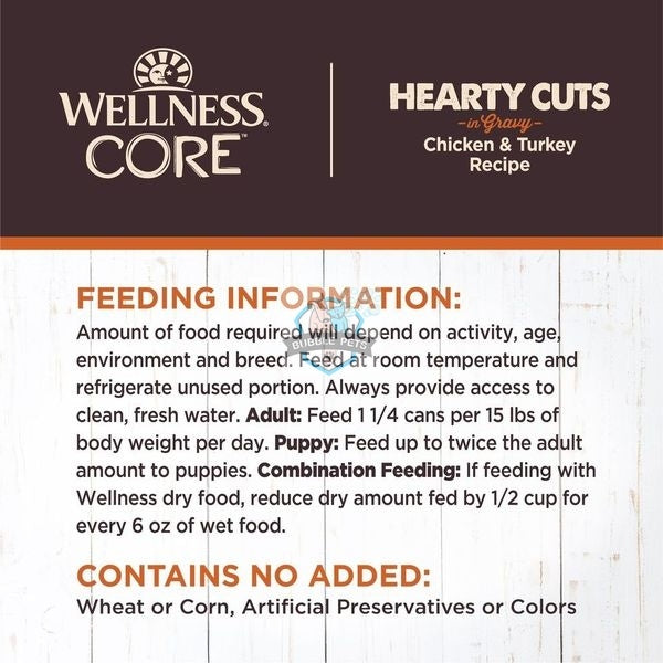 Wellness CORE Grain-Free Hearty Cuts in Gravy Chicken & Turkey Wet Dog Food