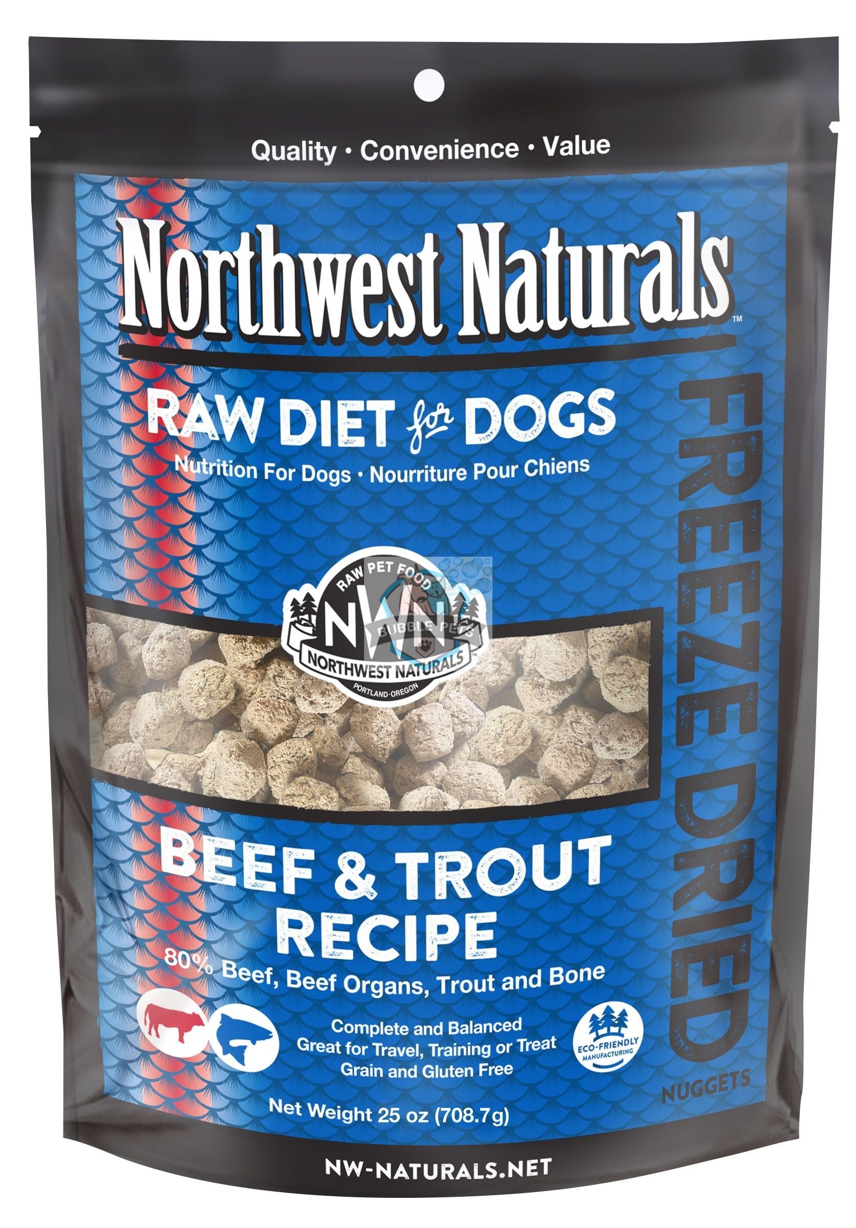 Northwest Freeze Dried Beef & Trout Dog Food (3 12oz for $152.70 Bundle Deal)