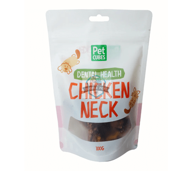 PetCubes Chicken Neck Dry Treats Dental Health for Dogs and Cats