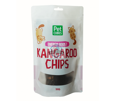 PetCubes Kangaroo Chips Dry Treats for Energy Boost for Dogs and Cats