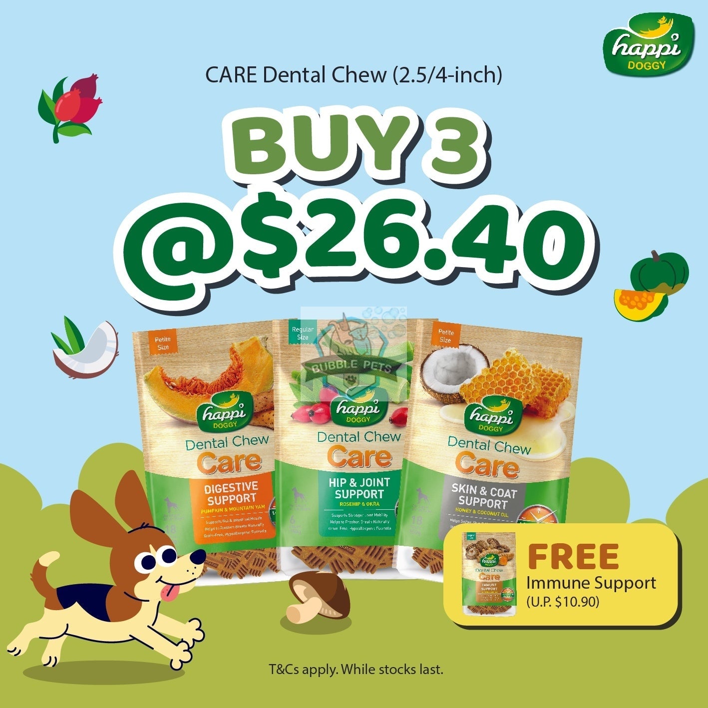 PROMO: Happi Doggy Buy 3 Care Dental Chews Free 1 Care Pouch (Immune)