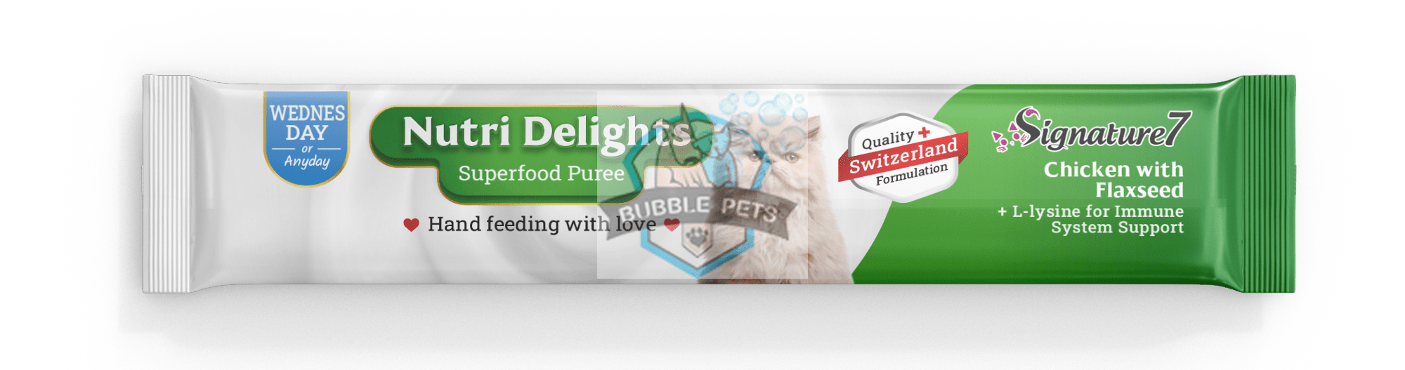 Signature7 Cat Nutri Delights Superfood Puree - Chicken with Flaxseed for Immune System