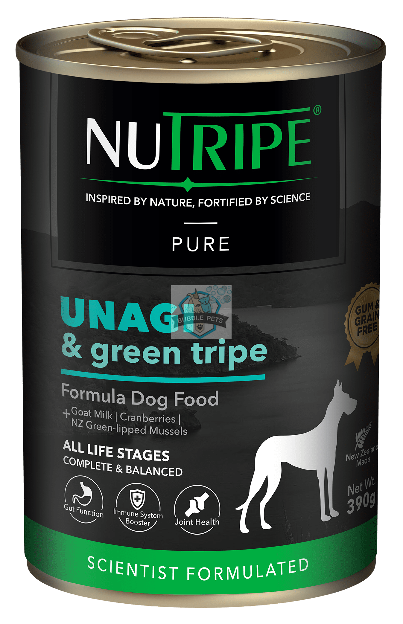 Nutripe Pure Unagi & Green Tripe Canned Dog Food (Gum-Free)