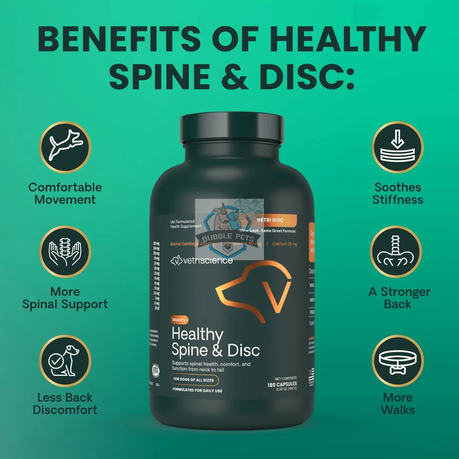 VetriScience® -Mobility Healthy Spine and Disc Support Supplement for Dogs (180 capsules)