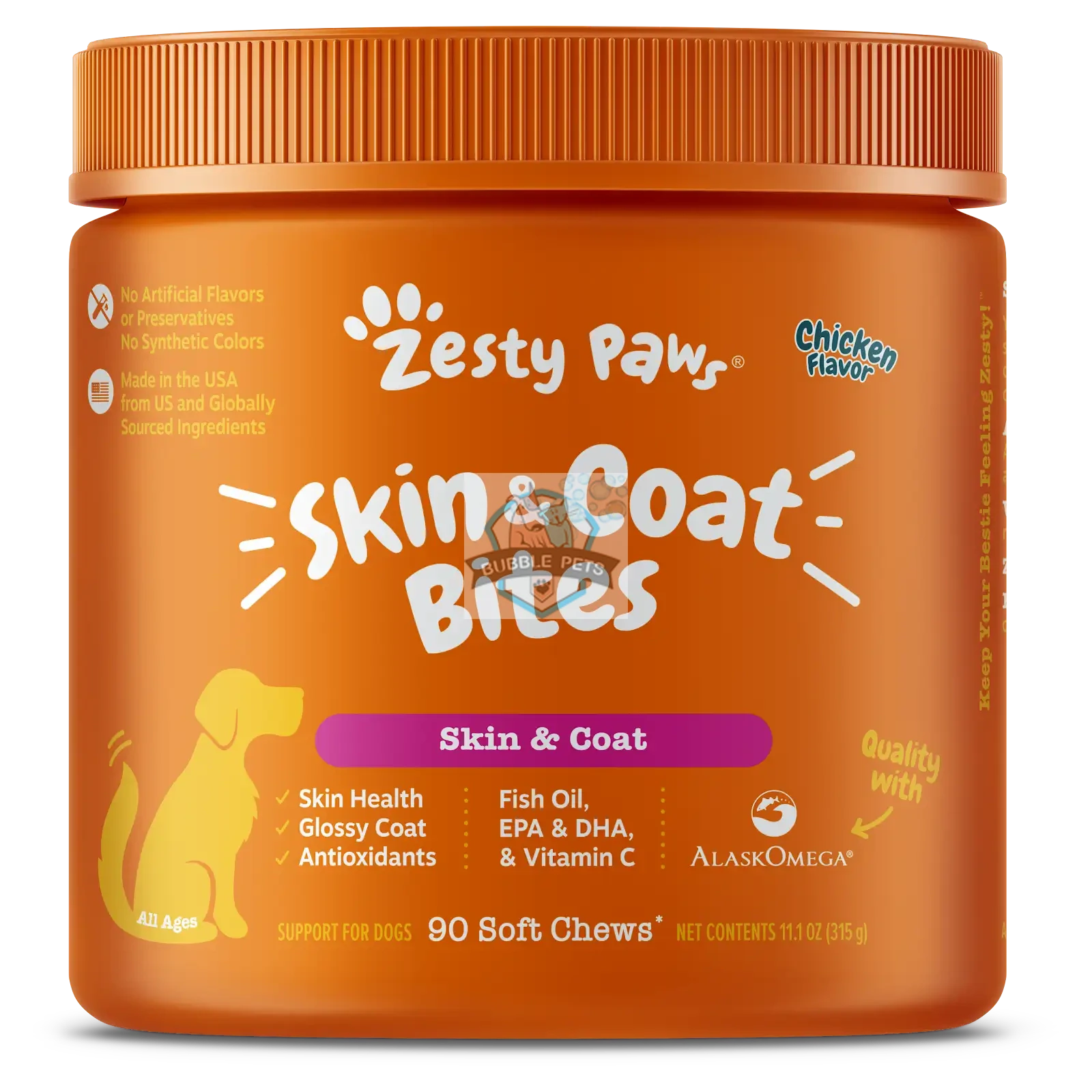Zesty Paws Skin & Coat Bites™ Soft Chews for Dogs (Chicken)