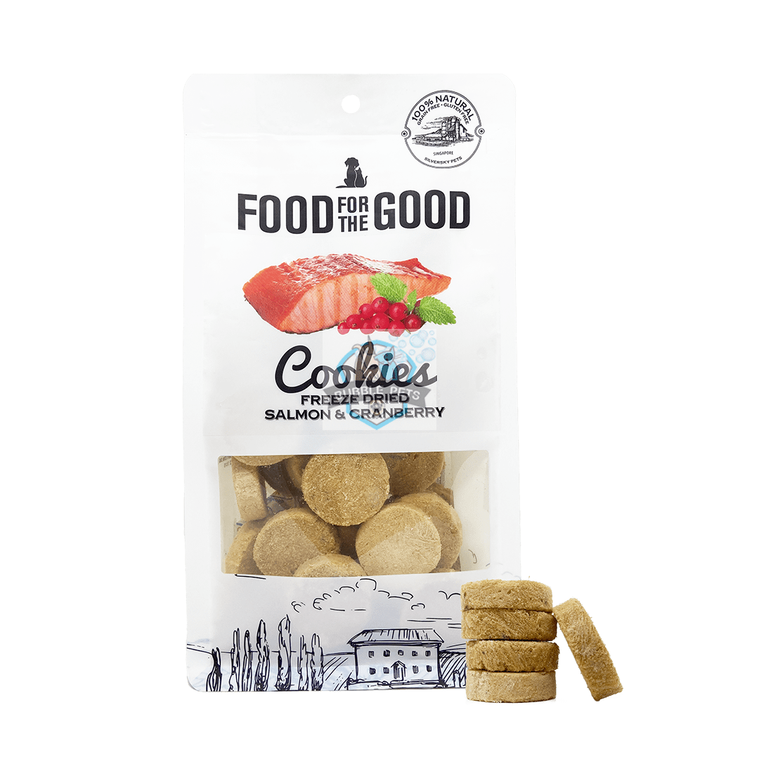 25% PROMO: Food For The Good Freeze Dried Salmon & Cranberry Cookies Treats for Dogs & Cats