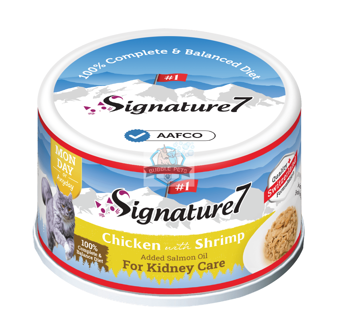 Signature7 Swiss Gravy Cat Wet Can - Chicken with Shrimp added Salmon Oil in Gravy (Kidney Care)