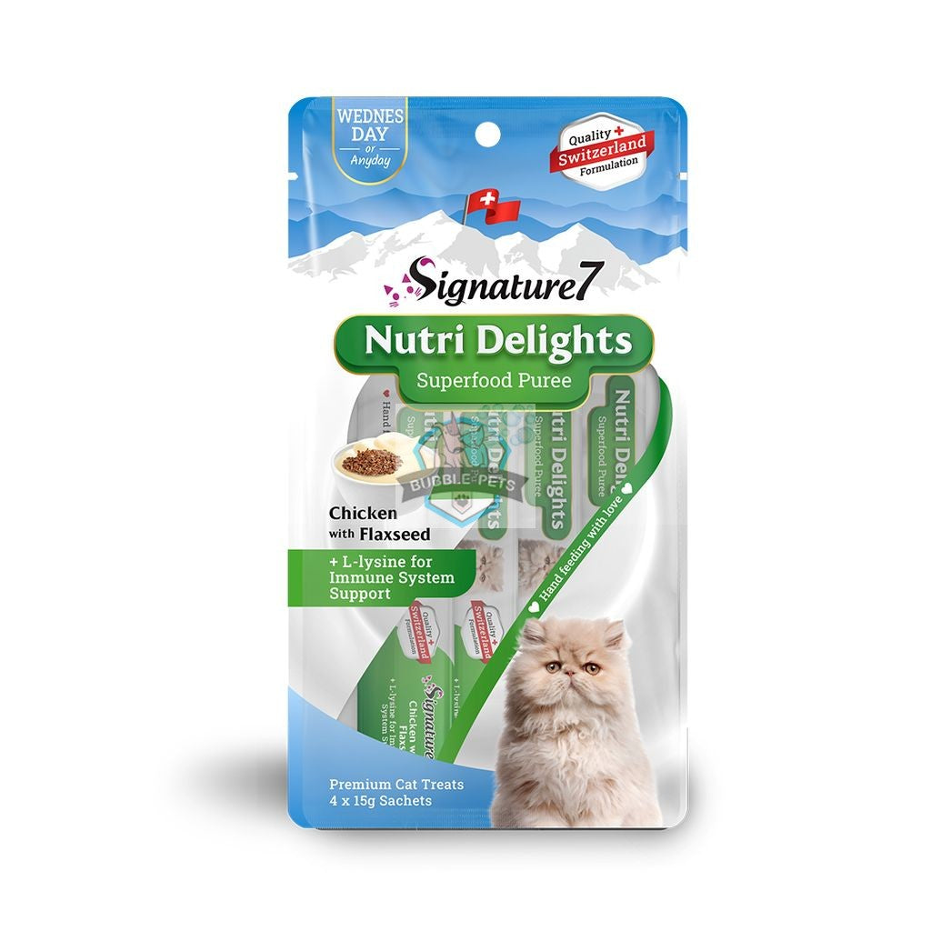 Signature7 Cat Nutri Delights Superfood Puree - Chicken with Flaxseed for Immune System