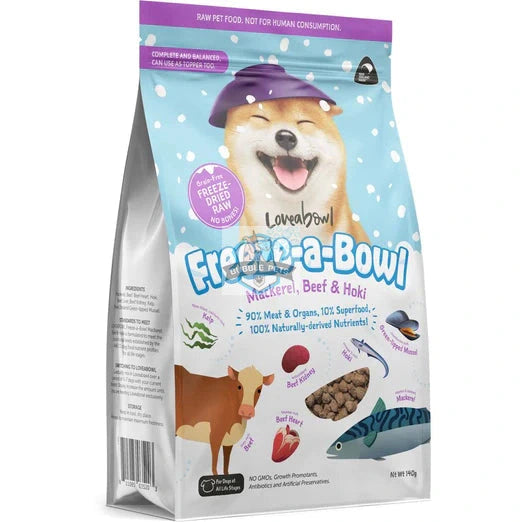 Loveabowl Freeze-a-bowl Freeze-dried for Dogs (Mackerel, Beef & Hoki)
