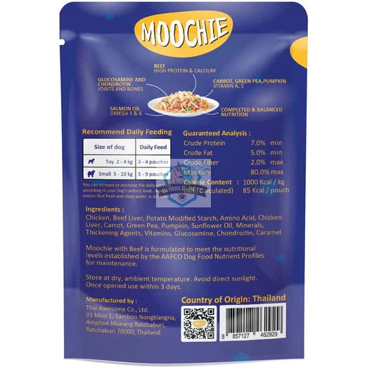 Moochie Fit & Firm Beef Grain-Free Adult Pouch Dog Food 85g x 12