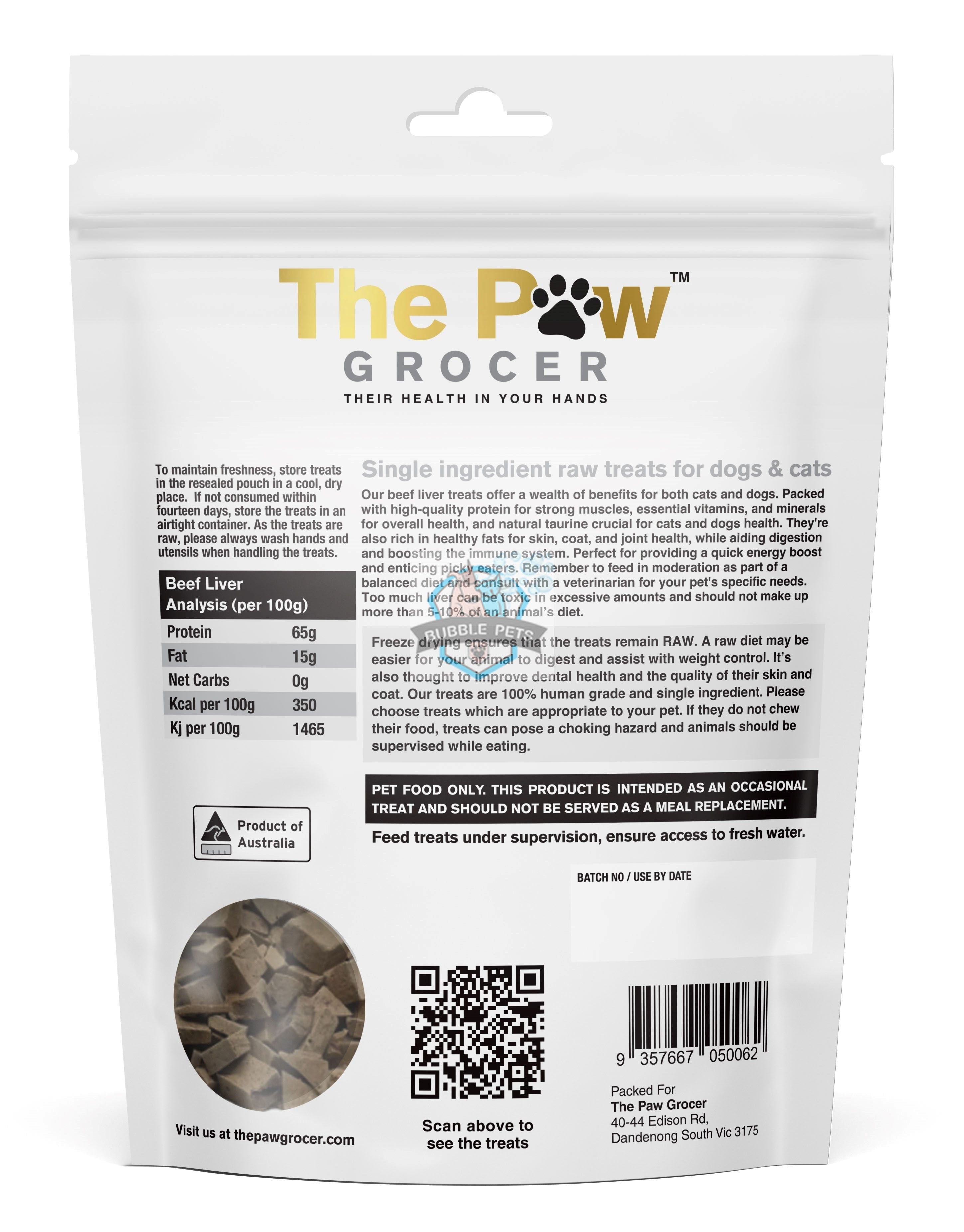 The Paw Grocer Beef Liver Freeze Dried Single Protein Cat & Dog Treats