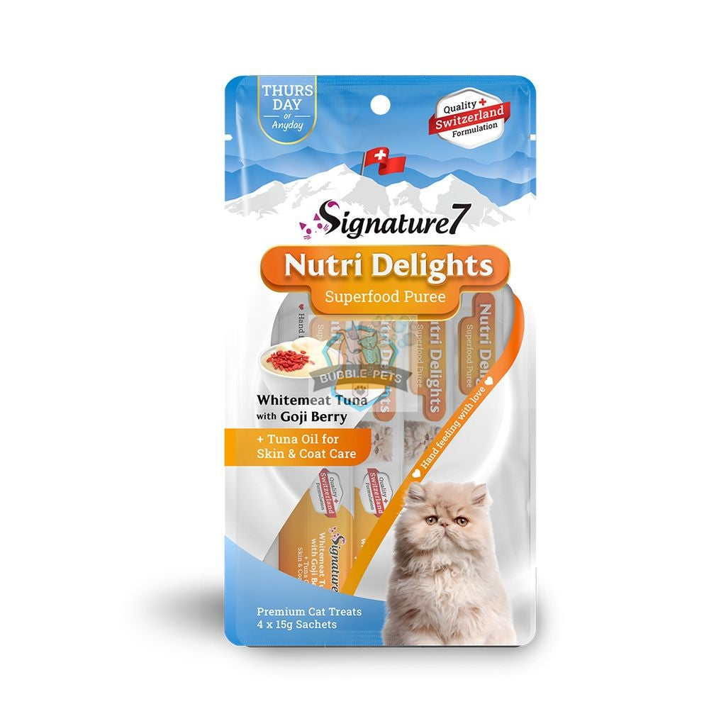 Signature7 Cat Nutri Delights Superfood Puree - Whitemeat Tuna with Goji Berry for Skin and Coat
