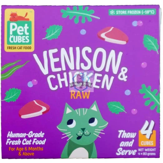 PetCubes Cat  Venison & Chicken Frozen Raw Cat Food