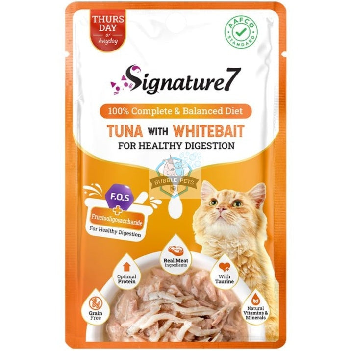 Signature7 Cat Wet Pouch - Tuna with Whitebait in Gravy for Healthy Digestion