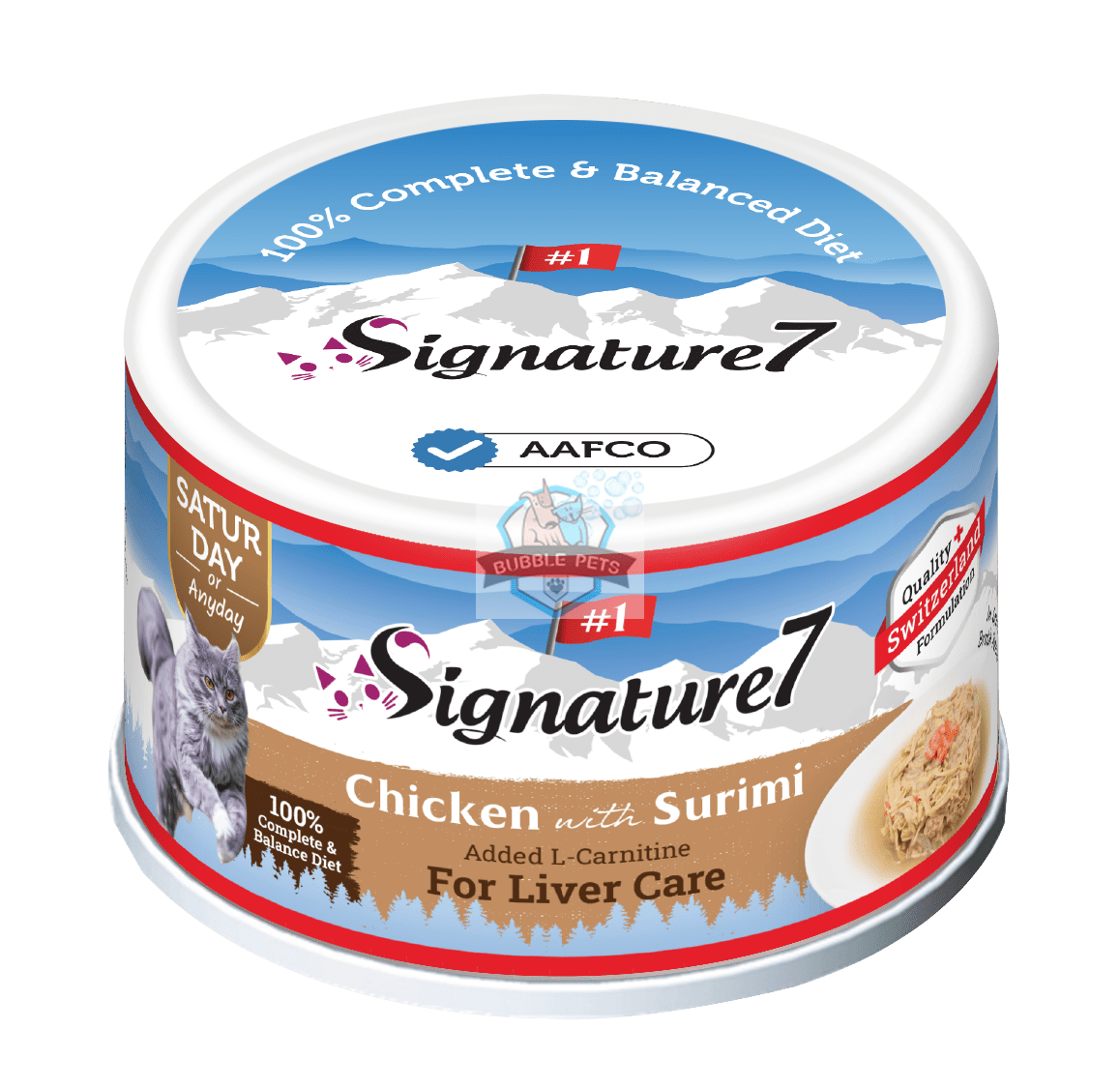 Signature7 Swiss Gravy Cat Wet Can - Chicken with Surimi added L-Carnitine in Gravy