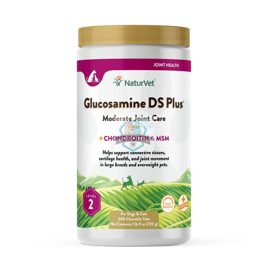 NaturVet Glusosamine DS Plus Level 2 (Time Release) Moderate Joint Care Support Supplement Chewable Tablets for Dogs and Cats