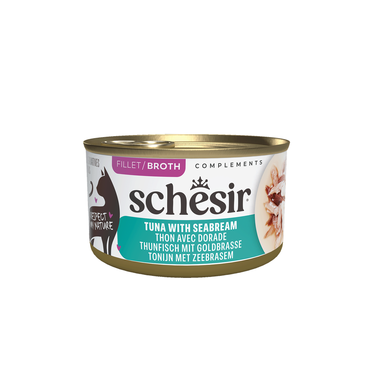 Schesir Complements Tuna with Seabream in Broth Canned Wet Cat Food